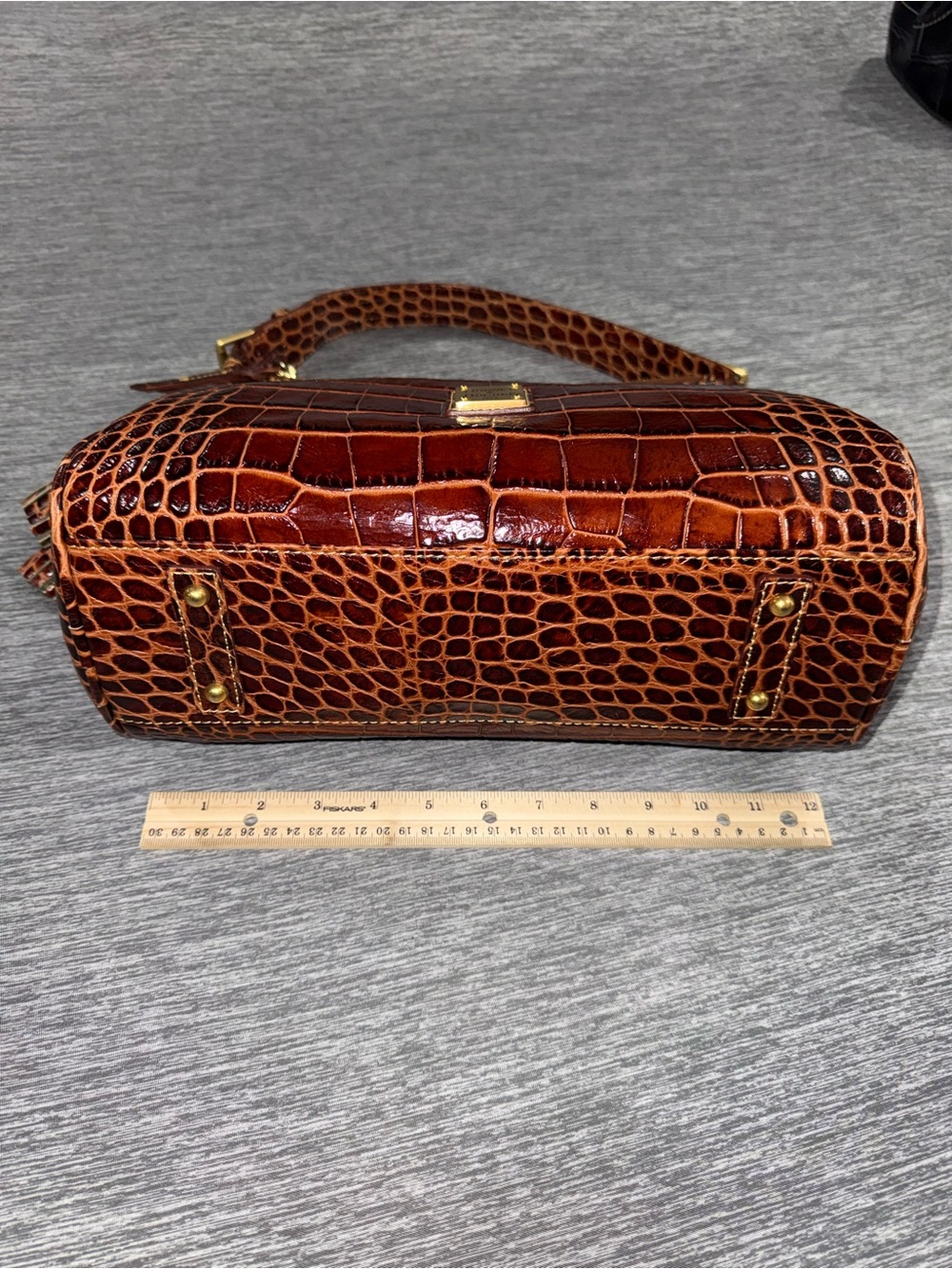 Dooney & Bourke Chestnut Croc-Embossed Leather Shoulder Bag - Picture 4 of 15